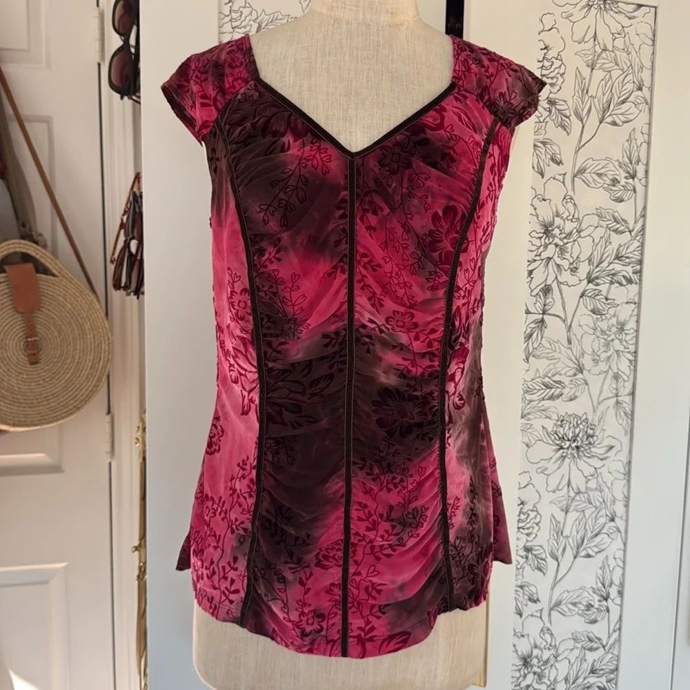 Y2k vintage velvet burnout touched blouse